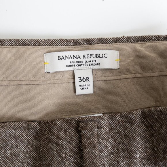 Banana Republic Italian Tweed Brown Suit 2pcs Jacket 42R Pants 36R - Picture 15 of 16
